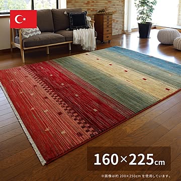 トルコ製 RAKKAS ウィルトンラグ 160×225 トワル エスニックデザイン 畳める