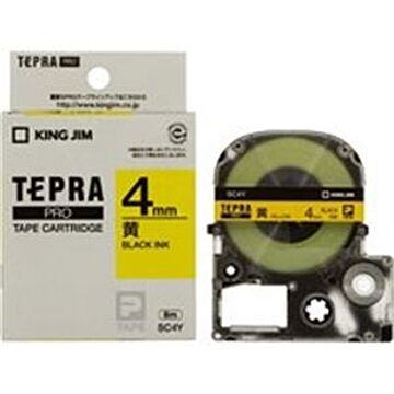 (業務用5セット) キングジム テプラPROテープ/ラベルライター用テープ 幅：4mm SC4Y 黄に黒文字