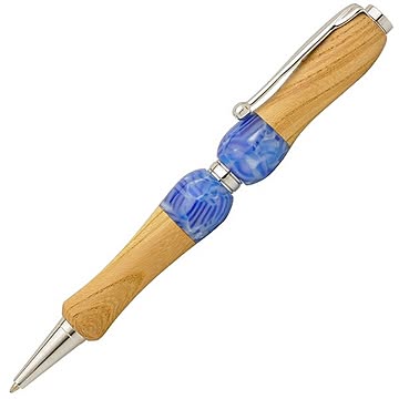 日本製 Acrylic&Woodハンドメイドボールペン 【クロスタイプ/芯：0.7mm】けやき×BL ハワイアンミスト