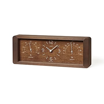 Lemnos レムノス DESIGN OBJECTS Yokan LC11-06  置時計 置き時計 テーブルクロック 温湿度計 温度計 湿度計 天然木
