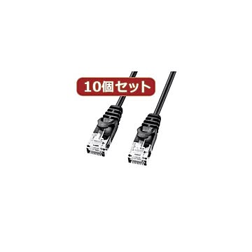 10個セットサンワサプライ カテゴリ6極細LANケーブル LA-SL6-01BKX10