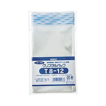 （まとめ）HEIKO クリスタルパックT（テープ付）T-8-12 0.03×80×120+40mm #6740500 1パック（100枚）【×20セット】