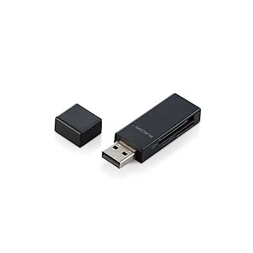 (まとめ) エレコム カードリーダー SD microSD対応 直挿し スティックタイプ キャップ付 ブラック MR-D205BK 【×2セット】