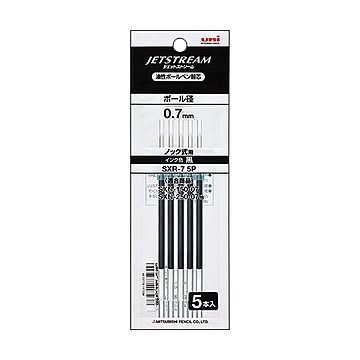 (まとめ) 三菱鉛筆 油性ボールペン替芯 0.7mm黒 ジェットストリーム単色用 SXR75P.24 1パック（5本） 【×30セット】