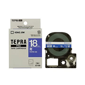 (まとめ) キングジム テプラ PRO テープカートリッジ ビビッド 18mm 青／白文字 SD18B 1個 【×10セット】