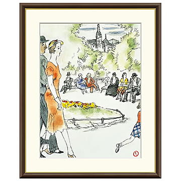 額絵 ベルリンの公園 竹久夢二 42x34cm 三幸