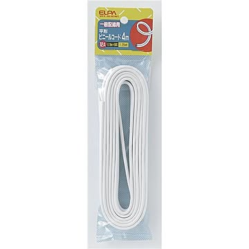 （まとめ） ELPA 平型ビニールコード 4m ホワイト VFF-4LH（W） 【×20セット】