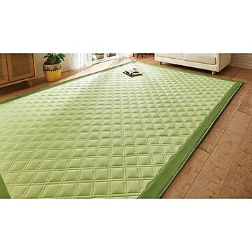 超冷感 キルトカーペット 約190×280cm グリーン 長方形 抗菌 防臭 防滑