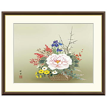 額絵 四季花 田村竹世 61x49.5cm 三幸
