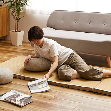 ふっくら い草マットレス 6つ折り 陽葵（ひまり） 約80×180×4cm 折りたためるお昼寝マット