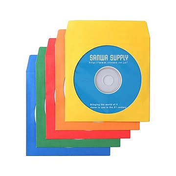 まとめサンワサプライDVD・CDペーパースリーブケース ミックスカラー FCD-PS100MXN 1パック100枚×5セット