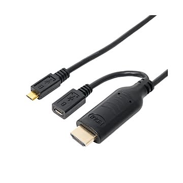 （まとめ）ミヨシ スマホTV出力ケーブル 1.5m 黒 SML-J015／BK【×2セット】