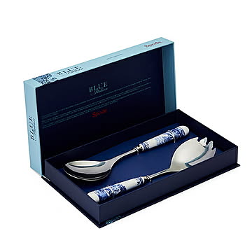 スポード　ブルーイタリアン　サラダサービングSP＆FKセット　BLI1107-X　イギリス　洋食器　陶器