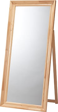 スタンドミラー W74×D58×H162 ナチュラル スタンドミラー ミラー 鏡 スタンド 大型 姿見 全身 全身鏡 木製 天然木 パイン材 飛散防止 ストッパー付き ナチュラル ホワイト 