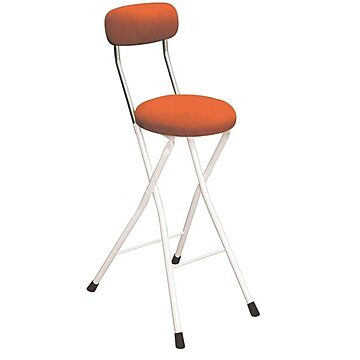 円座 折りたたみ椅子 4脚セット オレンジ×ミルキーホワイト 幅36cm 日本製 スチール