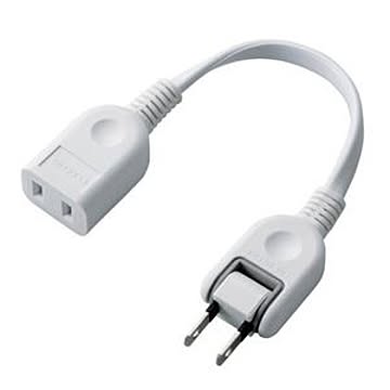 (まとめ) エレコム ACアダプタ用電源延長コード 2Pオス-メス 1個口 ホワイト 0.1m T-ADR1WH 1個 【×10セット】