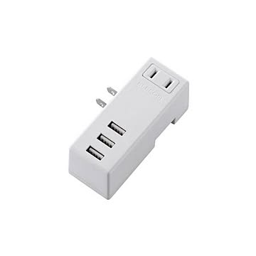 （まとめ）エレコム モバイルUSBタップ（横向き） MOT-U04-2132WH【×2セット】