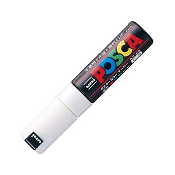 (まとめ) 三菱鉛筆 水性マーカー ポスカ 太字角芯 白 PC8K.1 1本 【×20セット】