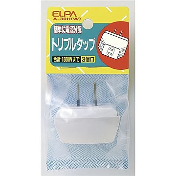 （まとめ） ELPA トリプルタップ 3個口 ホワイト A-30H（W） 【×30セット】