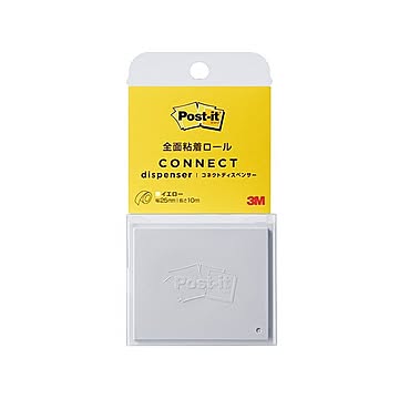 （まとめ） スリーエムジャパン 全面粘着ロール コネクトディスペンサー 25mm イエロー 1巻 【×10セット】