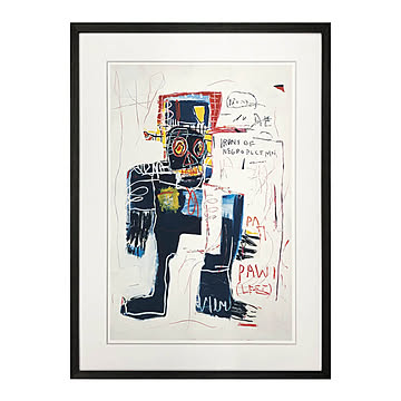 Jean-Michel Basquiat Irony of Negro Policeman アートポスター フレーム付き ブラック 47.5cm×64.5cm×3.2cm