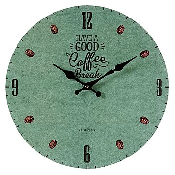 モチーフクロック/壁掛け時計 【Lサイズ/COFFEE BREAK-green- コーヒー ブレイク グリーン】 直径33cm