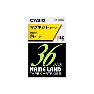 （まとめ）カシオ CASIO マグネットテープ XR-36JYW 黄に黒文字36mm×2セット