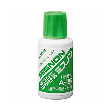 (まとめ) ライオン事務器消しゴムではがせるミスノン 油性・水性共用 18ml A-18R 1本 【×30セット】