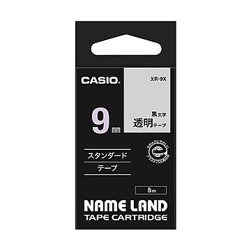 （まとめ） カシオ CASIO ネームランド NAME LAND スタンダードテープ 9mm×8m 透明／黒文字 XR-9X 1個 【×5セット】