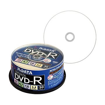 （まとめ）RiDATA データ用DVD-R4.7GB 1-16倍速 ホワイトワイドプリンタブル スピンドルケース D-R16X47G.PW30SP B1パック(30枚) 【×5セット】
