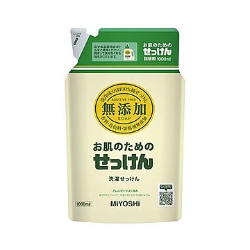 （まとめ）ミヨシ石鹸無添加お肌のための洗濯用液体せっけん 詰替 ピロー 1L 1個【×10セット】