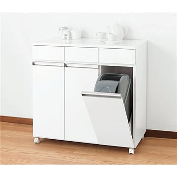 3分別ゴミ箱 キャスター付き 完成品 ホワイト 幅82cm