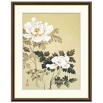 額絵 朝之牡丹 菱田春草 52x42cm 三幸