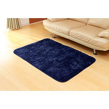 フィラメント素材 ホットカーペット対応ルームマット フィリップ ネイビー 92×130cm