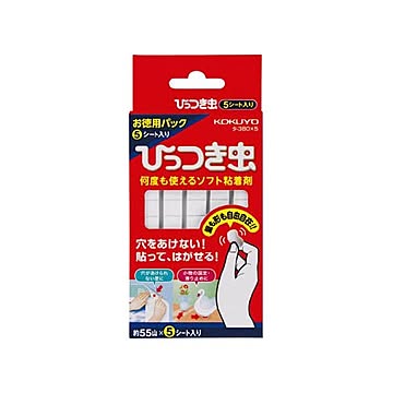 (まとめ) コクヨ ひっつき虫 お得用パック9×11×3.2mm 約55山／シート タ-380X5 1パック（5シート）  【×10セット】