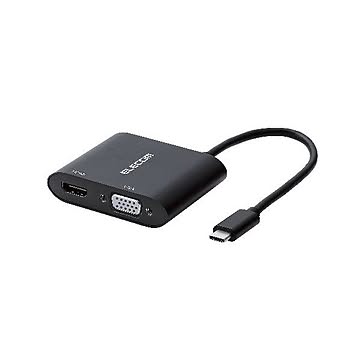 エレコム Type-C映像変換アダプタ/TypeC-HDMI＆VGA/拡張出力対応/ブラック AD-CHDMIVGAHBK