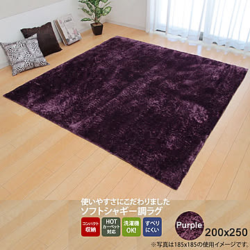 イケヒコ・コーポレーション シャギー調ラグ ラルジュ パープル 約200×250cm 3958709