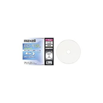 Maxell 6倍速対応データ用BD-R DL 50GB 5枚1枚ずつ5mmプラケースプリント対応ホワイト BR50PWPC.5S