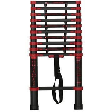 脚立 ステップ 11段 幅46×奥行8×高さ96〜320cm ブラック×レッド 指挟み防止機能付き 軽量 コンパクト アルミ 伸縮 はしご
