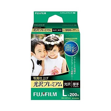 （まとめ）富士フイルム 画彩 写真仕上げ光沢プレミアム 厚手(印画紙ベース) L判 WPL200PRM 1冊(200枚) ×3セット