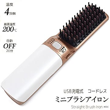 外出先でもサッとスタイリング USB充電式ミニブラシアイロン