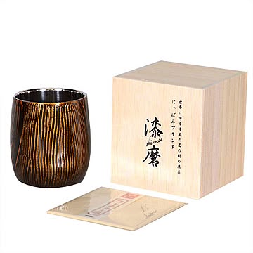 ウチキ 漆磨 漆塗りカップ 和然檀 和然檀+(わもだんぷらす) ダルマカップ 黒(黒檀)(二重構造) SCW-D201