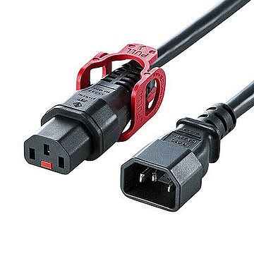 サンワサプライ 抜け防止ロック式電源コードロックプラス(2m) APW15-C14C13LP-20 管理No. 4969887837986