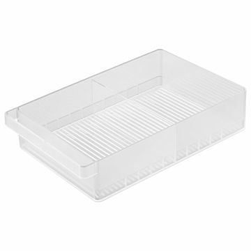 tower タワー (山崎実業) 冷蔵庫中収納ケース L 仕切り付き Refrigerator Storage Case with Dividers, Large 冷蔵庫内収納 キッチン トレー