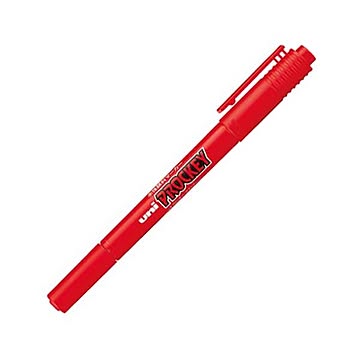 (まとめ) 三菱鉛筆 水性マーカー プロッキー 細字丸芯+極細 赤 PM120T.15 1本  【×100セット】
