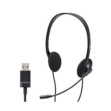 エレコム ヘッドセット 子供専用 小学生 回転式マイクアーム USB 両耳 安全音量低減 サイズ調整機能付き ブラック HS-KD03UBK