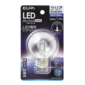 （まとめ） ELPA LED装飾電球 ミニボール球形 E26 G50 クリア昼白色 LDG1CN-G-G275 【×5セット】