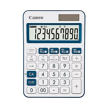 （まとめ）キヤノン ミニ卓上電卓 ネイビー LS-105WUC-NV（×10セット）