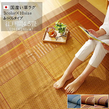 イケヒコ・コーポレーション い草ラグ DXランクス ベージュ 江戸間4.5畳 4107252