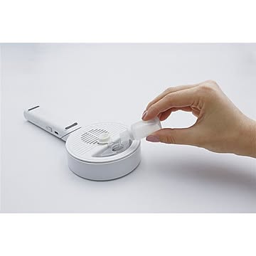 ハンディファン 携帯扇風機 ホワイト 約幅100×奥行30×高さ233mm ミスト USB バッテリー充電タイプ 風量3段階 通勤 通学